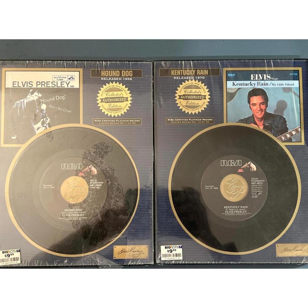 Elvis Presley Collector's Vinyl Records - Kentucky Rain & Hound Dog (SR567)